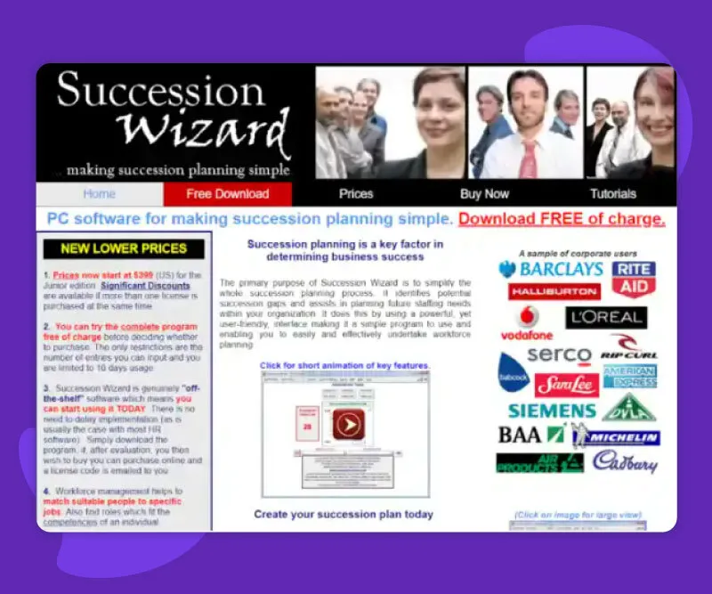 Succession Wizard succession planning solution home page