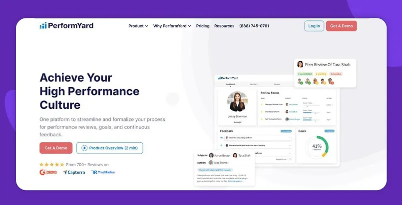 PerformYard employee performance review software