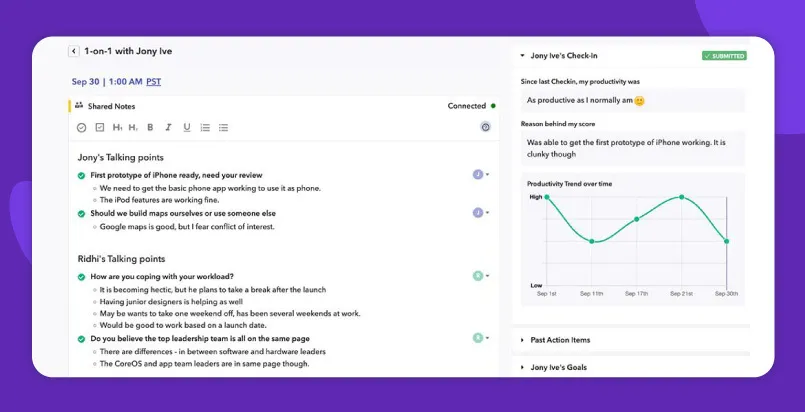 1:1s with Slack integration