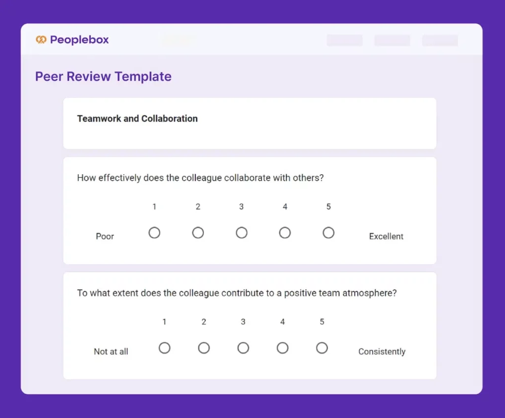 Free peer review template on Google form