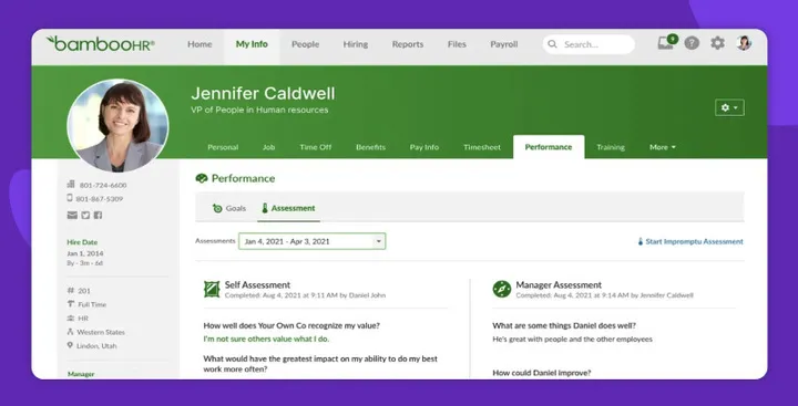 BambooHR Performance management tool