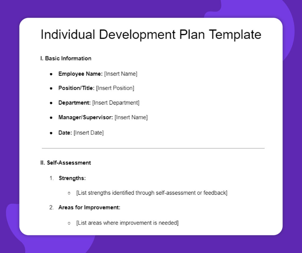 Individual development plan template