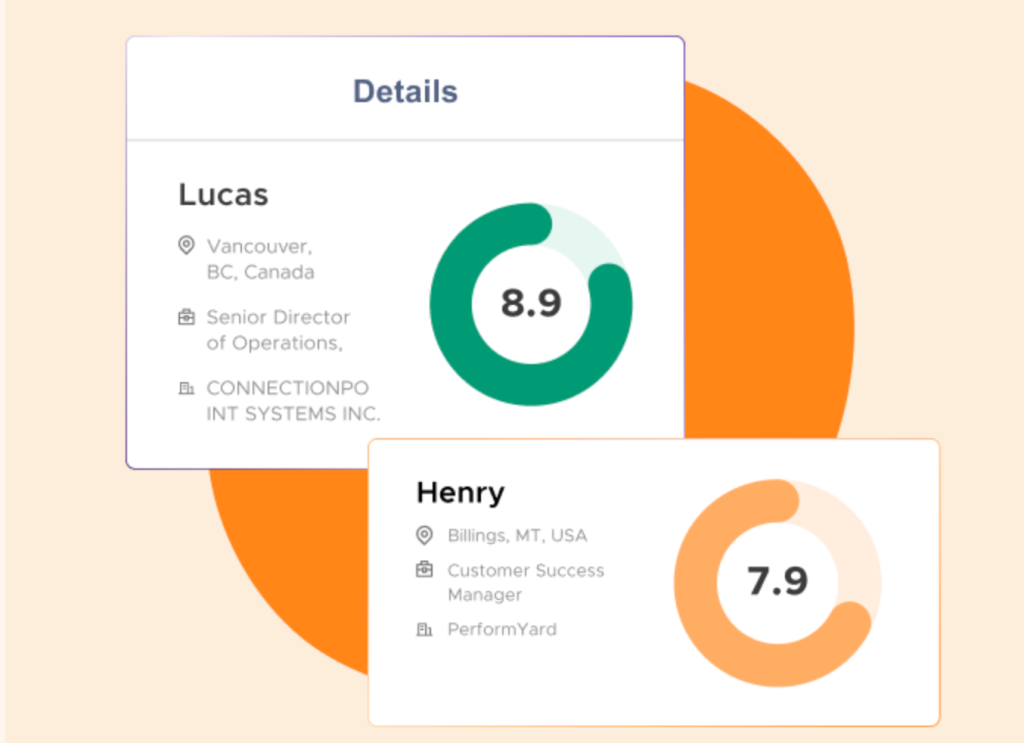 Candidate details in a summarized format for easy view