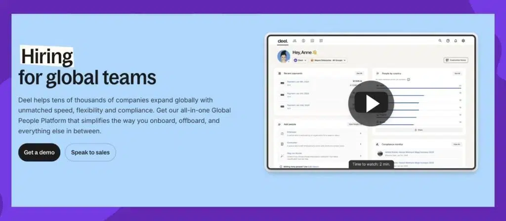 Deel lets you build global teams without legal complications through its international compliance platform