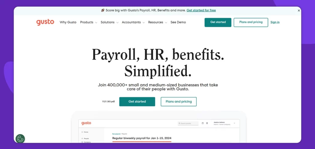 Gusto unifies payroll, benefits, and time tracking for both US and global teams with automated tax compliance