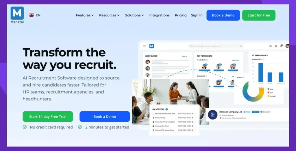 Manatal streamlines your recruitment process with AI-powered sourcing and screening tools