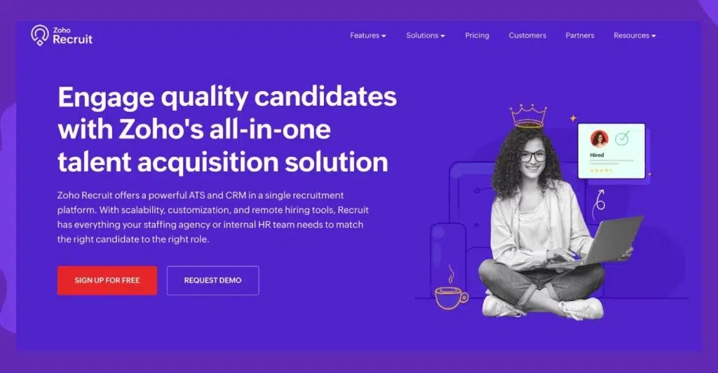 Zoho Recruit automates candidate assessment and job postings with AI-driven recruitment workflows.