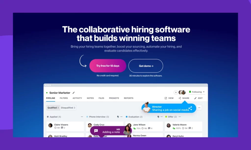 Recruitee makes collaborative hiring easy with automation for SMBs and startups.