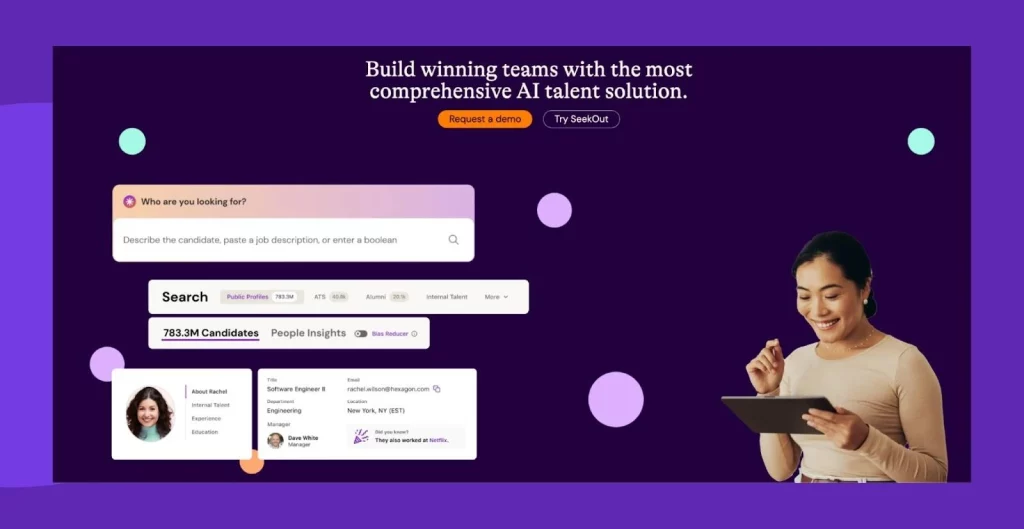 SeekOut leverages AI for talent sourcing and diversity hiring.