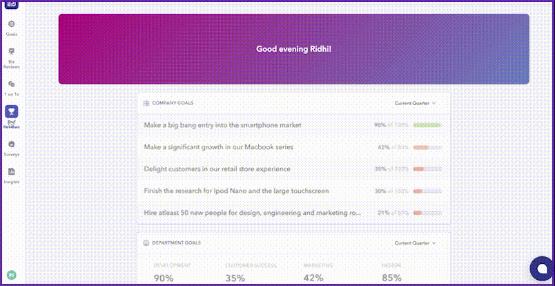 Conduct direct report reviews on Peoplebox