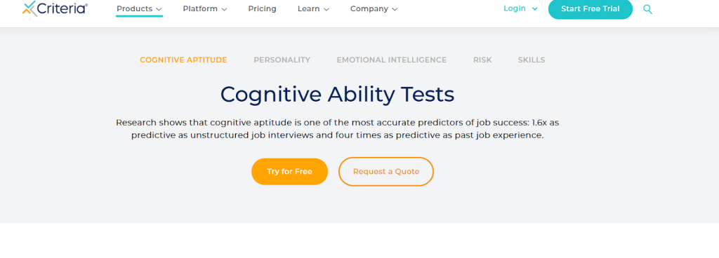 Criteria Personality and Cognitive Testing