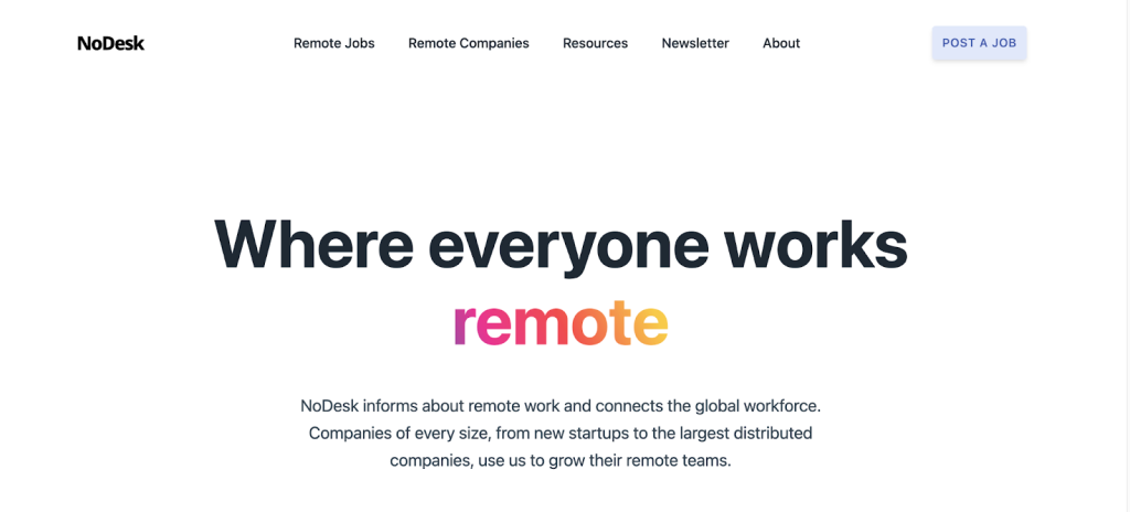 NoDesk – Remote Job Board and Resource Platform