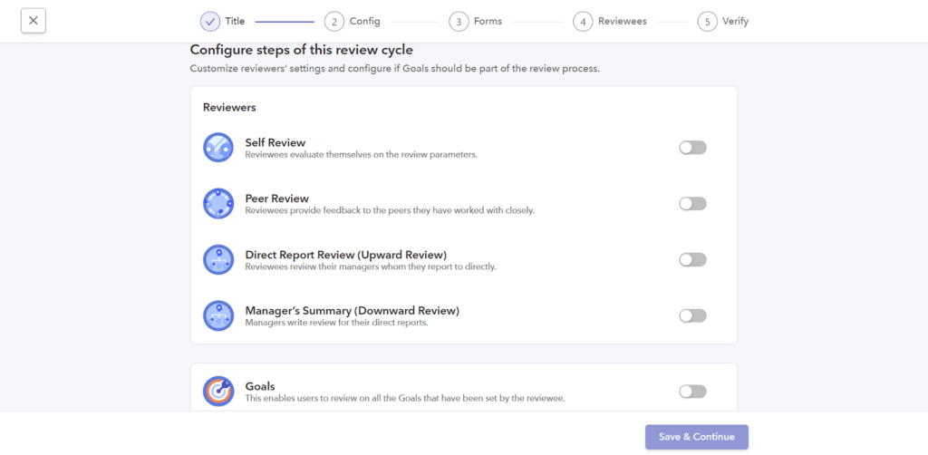 Configure Steps of this review cycle.