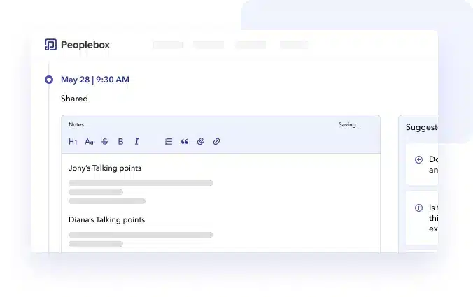 Peoplebox.ai lets you take notes and view notes shared with you by others.
